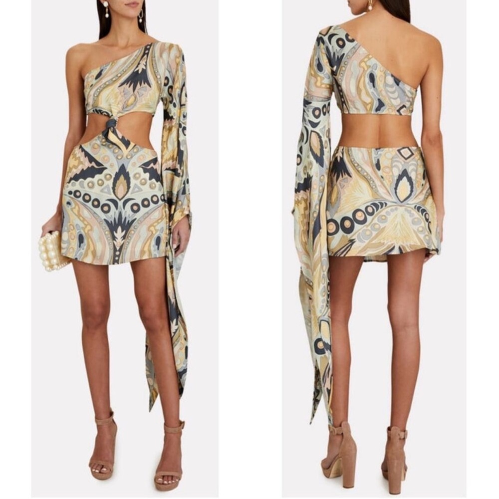 CULT GAIA Lucy One Sleeve Cut Out Mini Dress -NWT